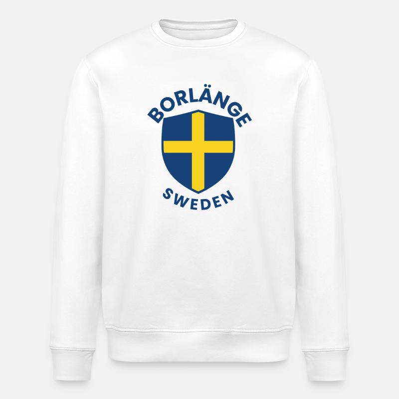 Borlänge-Schild: Schwedisches Flaggendesign - Stanley/Stella Unisex Bio-Sweatshirt ROLLER - Weiß