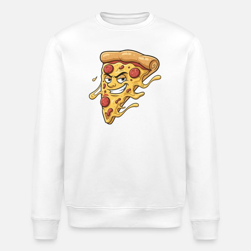 Pizza-Slice mit frechem Grinsen - Stanley/Stella Unisex Bio-Sweatshirt ROLLER - Weiß