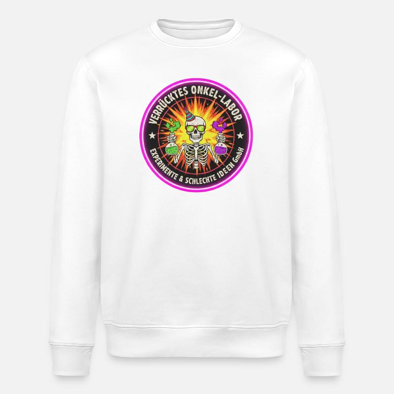Crazy Uncle Lab - Experiments & Ideas - Stanley/Stella ROLLER Unisex Organic Sweatshirt - white