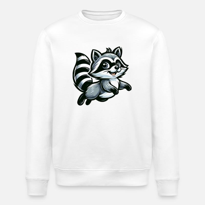 Niedlicher Waschbär Cartoon - Stanley/Stella Unisex Bio-Sweatshirt ROLLER - Weiß