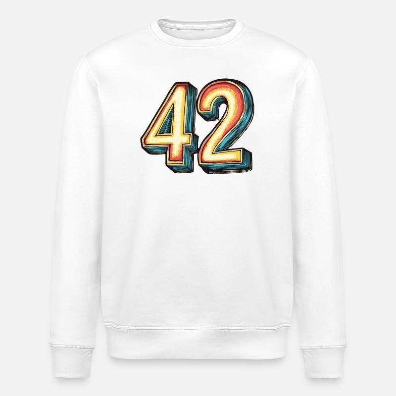 42 Zahl Bunt - Stanley/Stella Unisex Bio-Sweatshirt ROLLER - Weiß