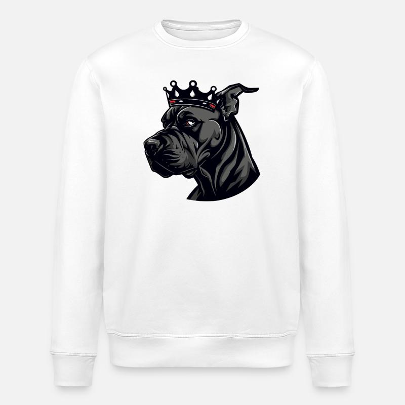 Great Dane Hund Krone - Stanley/Stella Unisex Bio-Sweatshirt ROLLER - Weiß