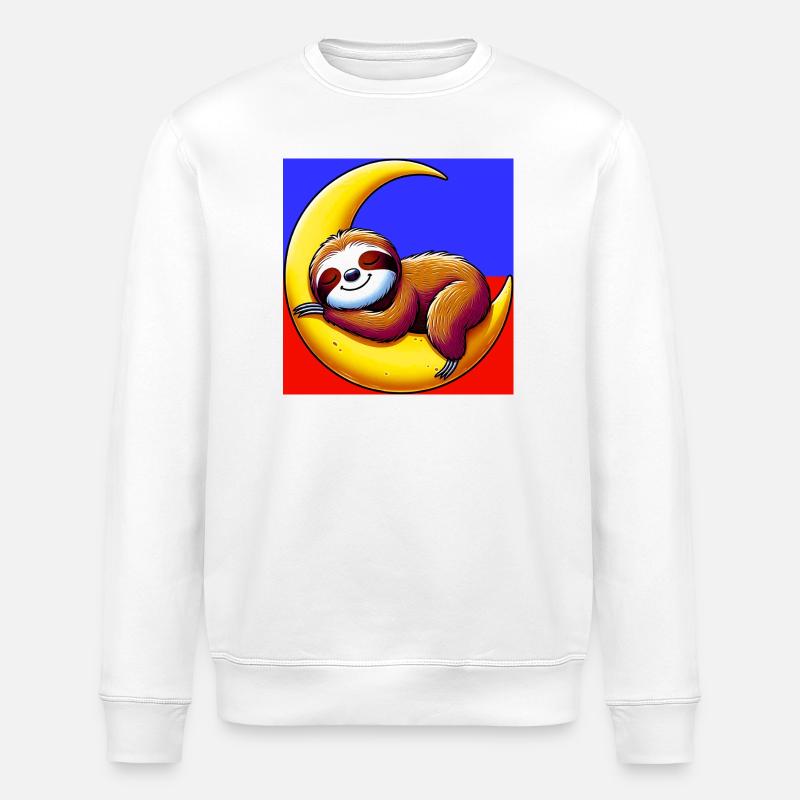 Faultier schläft auf dem Mond - Stanley/Stella Unisex Bio-Sweatshirt ROLLER - Weiß