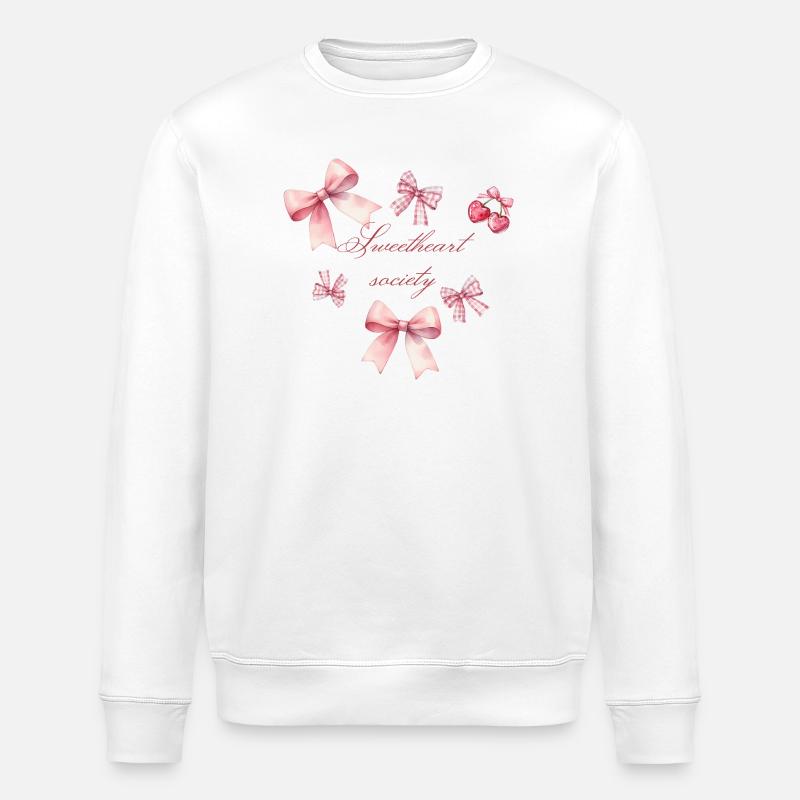 Boucles roses adaptées au cœur - Sweat bio ROLLER Stanley/Stella Unisexe - blanc