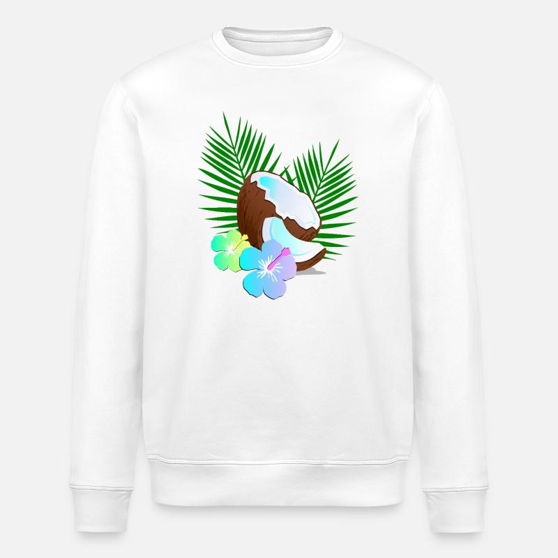 Hibiscus des tropiques de l’île Coconut - Sweat bio ROLLER Stanley/Stella Unisexe - blanc