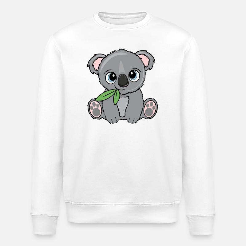 Small koala with leaf - Stanley/Stella ROLLER Unisex Organic Sweatshirt - white