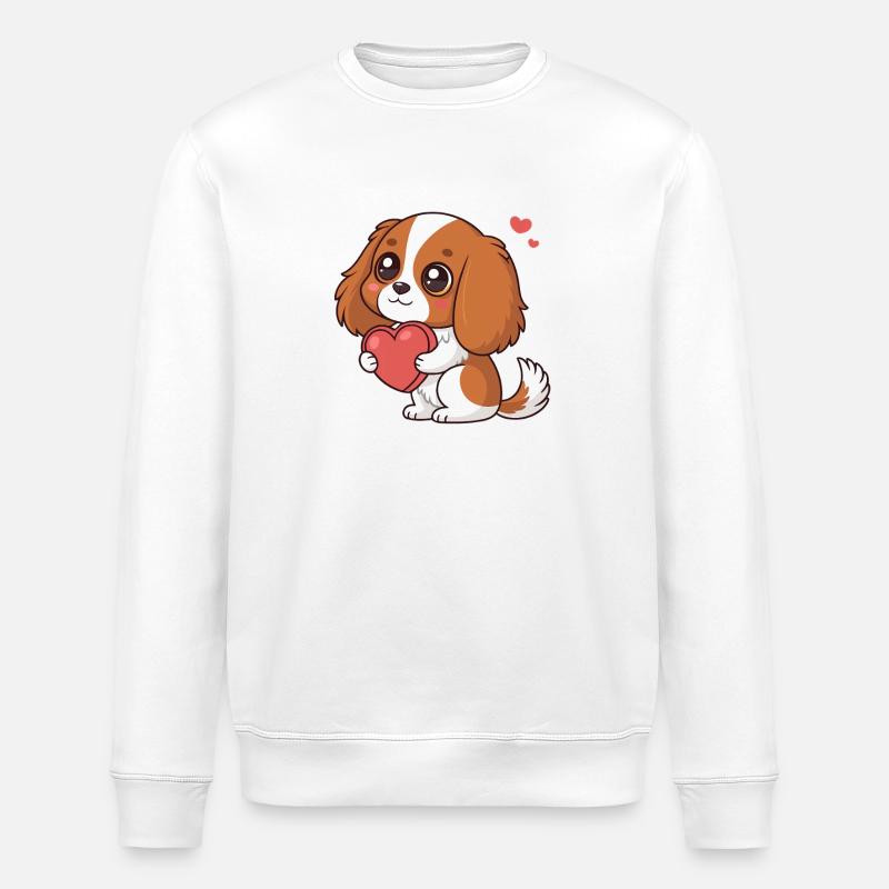 Chiot coeurs câlin cavalier - Sweat bio ROLLER Stanley/Stella Unisexe - blanc