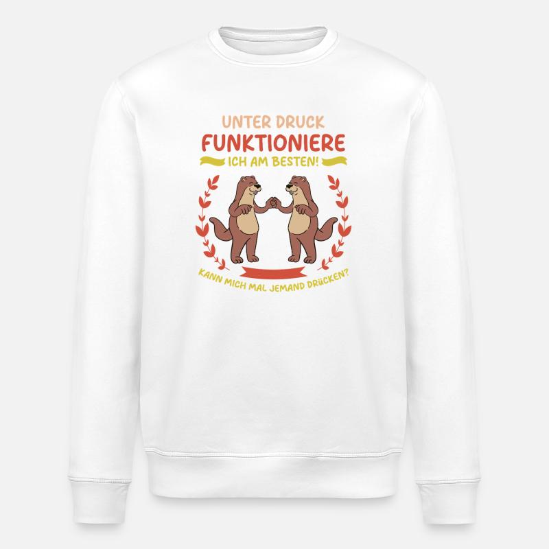 Cute Otter Design - Stanley/Stella ROLLER Unisex Organic Sweatshirt - white
