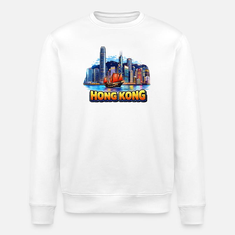 Hong Kong Skyline  - Stanley/Stella Unisex Bio-Sweatshirt ROLLER - Weiß