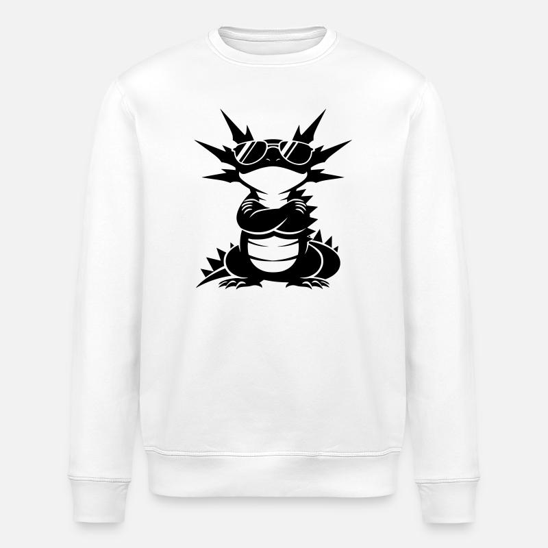 Cool Axolotl with Sunglasses - Stanley/Stella ROLLER Unisex Organic Sweatshirt - white