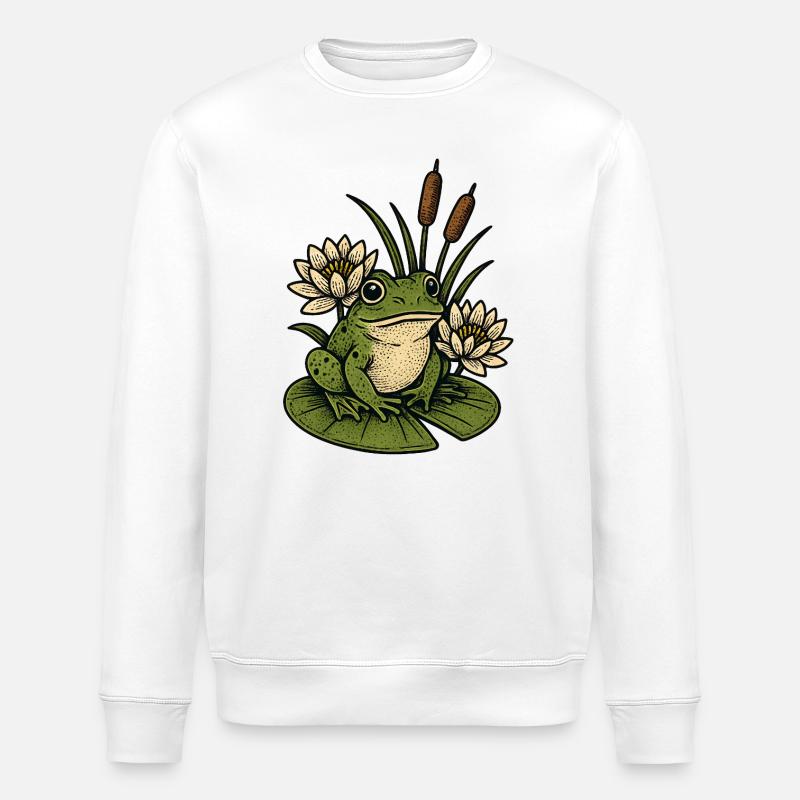 Grenouille au bassin aux nénuphars - Sweat bio ROLLER Stanley/Stella Unisexe - blanc