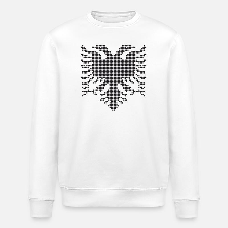 Double Head Albanian Eagle dotted  Silhouette - Stanley/Stella ROLLER Unisex Organic Sweatshirt - white