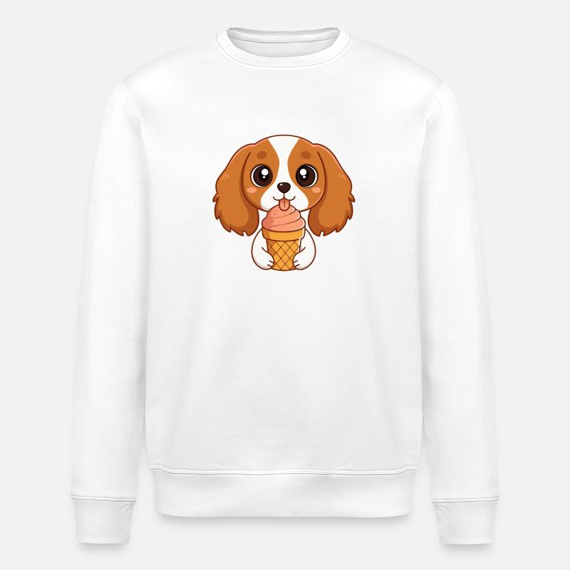Chiot mignon glace - Sweat bio ROLLER Stanley/Stella Unisexe - blanc