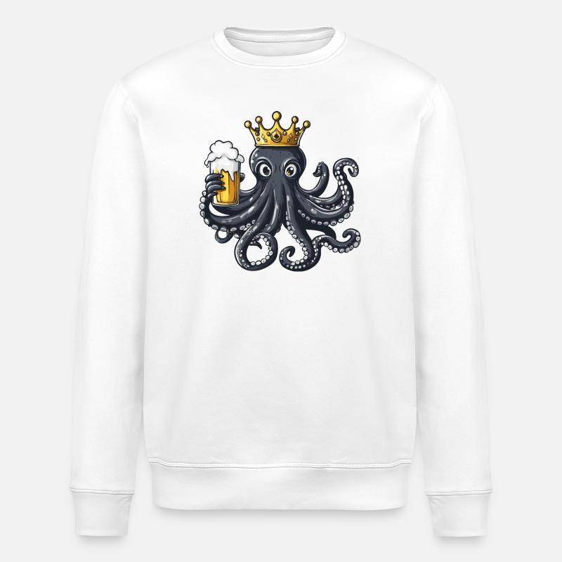 Oktopus Bier König - Stanley/Stella Unisex Bio-Sweatshirt ROLLER - Weiß