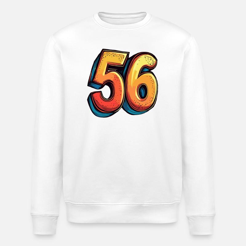 56 Zahl Bunt - Stanley/Stella Unisex Bio-Sweatshirt ROLLER - Weiß