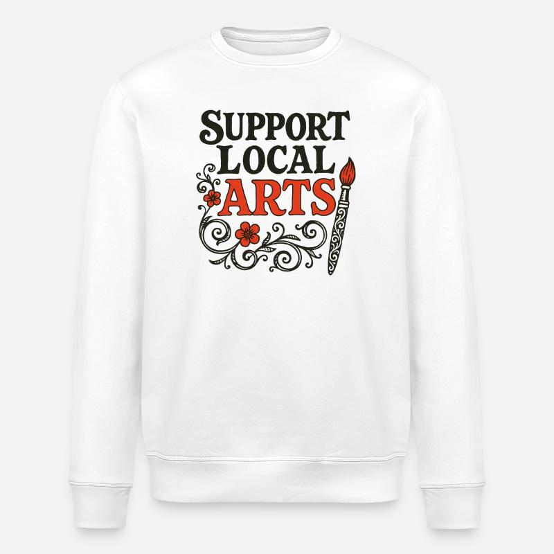 Support Local Arts Emblem - Stanley/Stella ROLLER Unisex Organic Sweatshirt - white