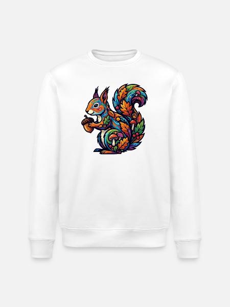 Buntes Eichhörnchen Herbstzauber Nuss Waldbewohner - Stanley/Stella Unisex Bio-Sweatshirt ROLLER - Weiß