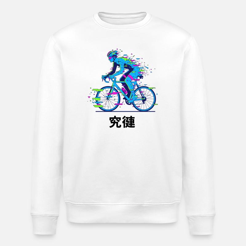 Neon-Glitch-Radfahrer - Stanley/Stella Unisex Bio-Sweatshirt ROLLER - Weiß