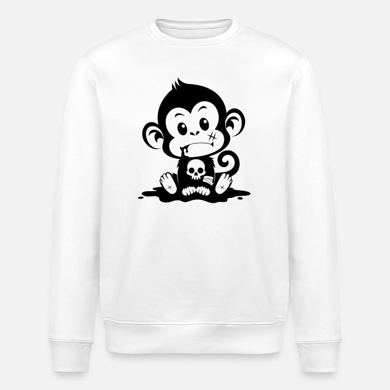 Cute monkey in creepy style - Stanley/Stella ROLLER Unisex Organic Sweatshirt - white
