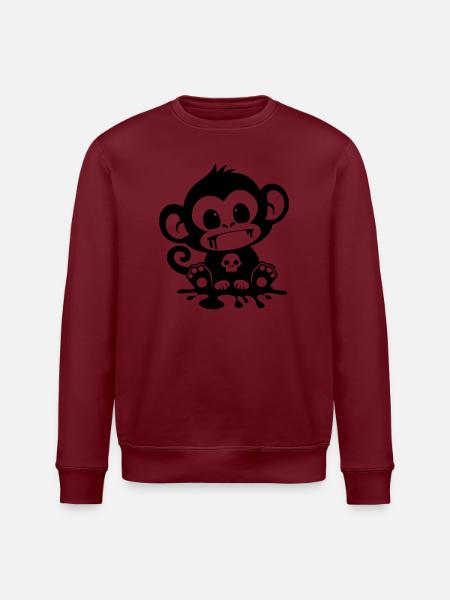 Spooky Monkey with Skull - Stanley/Stella ROLLER Unisex Organic Sweatshirt - white