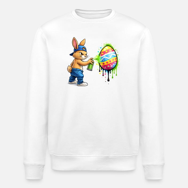 Graffiti bunny with Easter egg - Stanley/Stella ROLLER Unisex Organic Sweatshirt - white