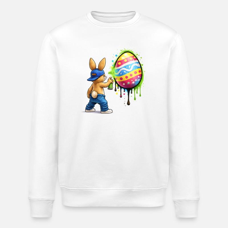 Graffiti bunny with Easter egg - Stanley/Stella ROLLER Unisex Organic Sweatshirt - white