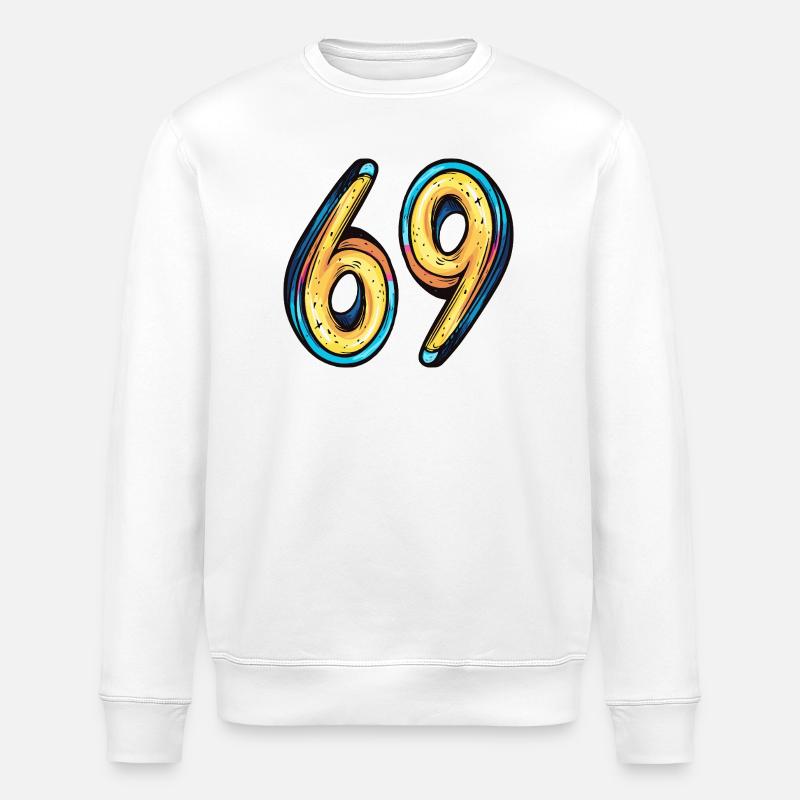 69 Zahl Bunt - Stanley/Stella Unisex Bio-Sweatshirt ROLLER - Weiß