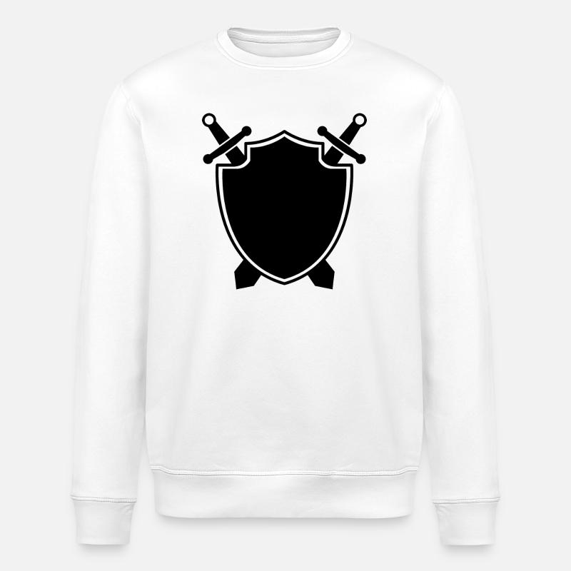Mittelalterlicher Schild mit Schwert - Stanley/Stella Unisex Bio-Sweatshirt ROLLER - Weiß