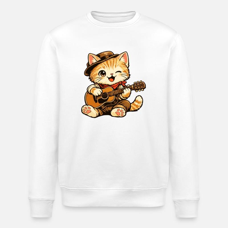chat_guitare - Stanley/Stella Unisex Bio-Sweatshirt ROLLER - Weiß