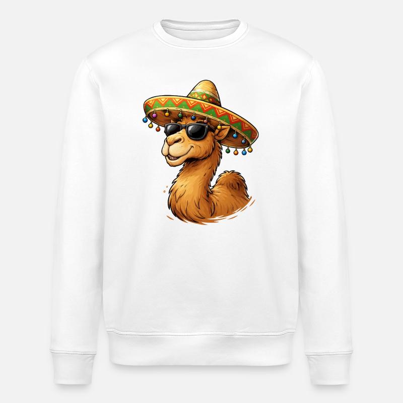 Kamel Lächeln mit Sombrero - Stanley/Stella Unisex Bio-Sweatshirt ROLLER - Weiß