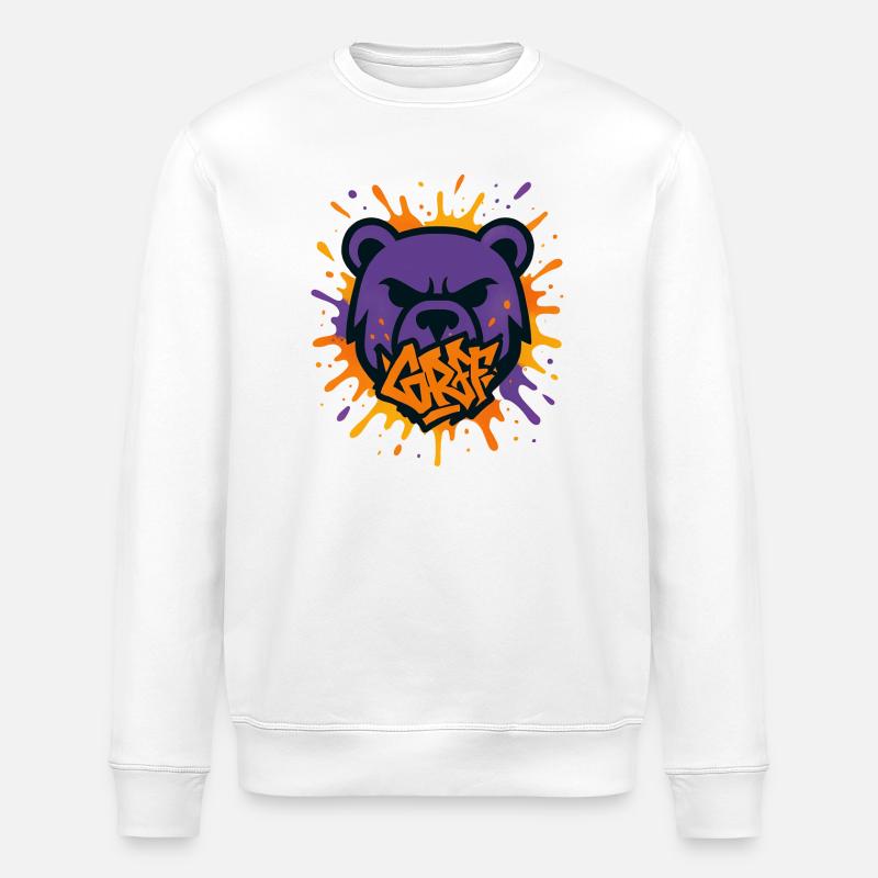 Bear Badly Licked Pop Art - Stanley/Stella ROLLER Unisex Organic Sweatshirt - white