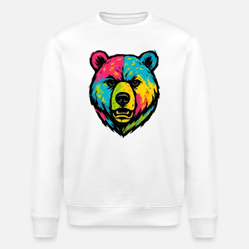 Bear Badly Licked Pop Art - Stanley/Stella ROLLER Unisex Organic Sweatshirt - white