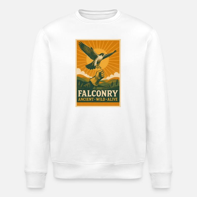 Falknerei: alt, wild, lebendig | Greifvogel - Stanley/Stella Unisex Bio-Sweatshirt ROLLER - Weiß