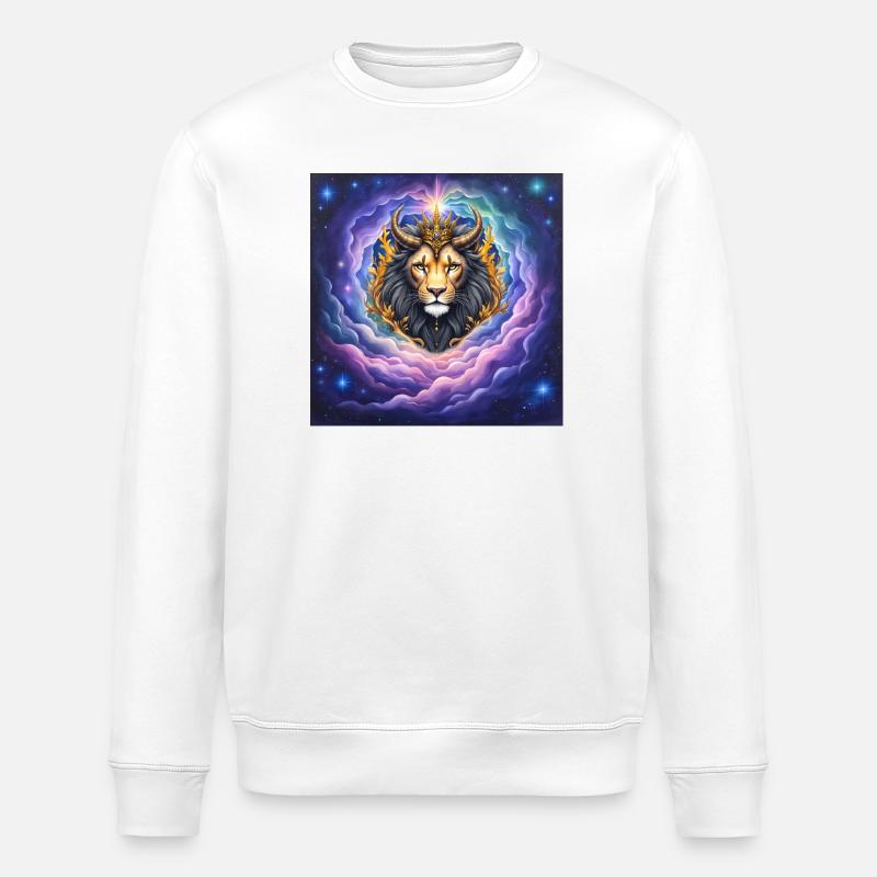Himmlischer Löwe mit goldener Krone - Stanley/Stella Unisex Bio-Sweatshirt ROLLER - Weiß
