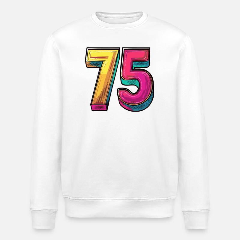 75 Zahl Bunt - Stanley/Stella Unisex Bio-Sweatshirt ROLLER - Weiß