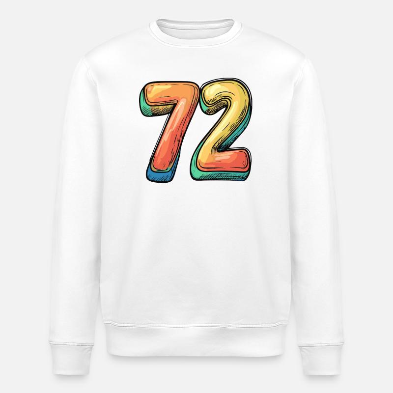 72 Zahl Bunt - Stanley/Stella Unisex Bio-Sweatshirt ROLLER - Weiß