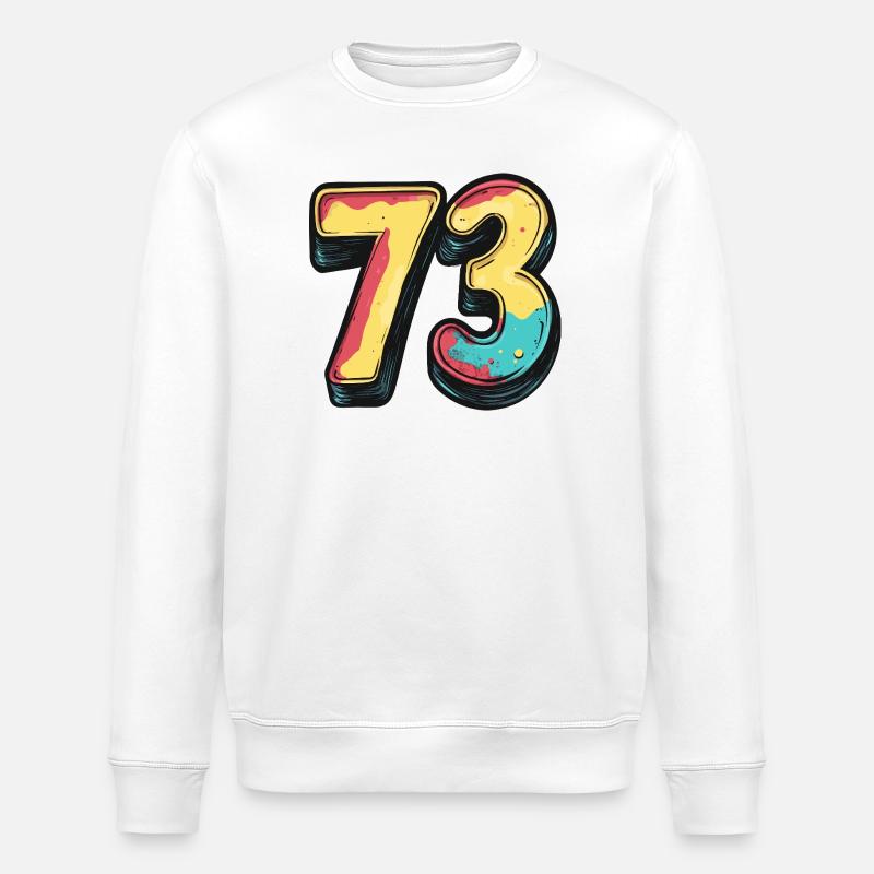 73 Zahl Bunt - Stanley/Stella Unisex Bio-Sweatshirt ROLLER - Weiß