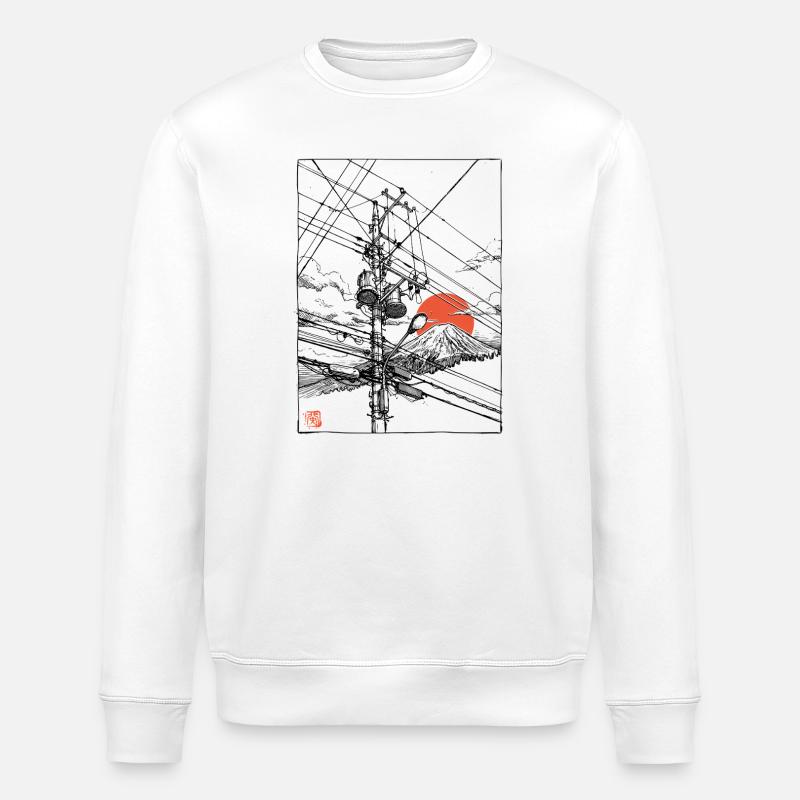 Lignes électriques Fuji au Japon - Sweat bio ROLLER Stanley/Stella Unisexe - blanc