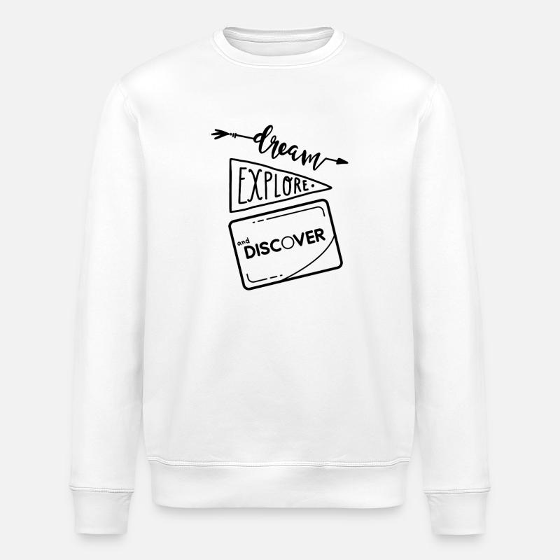 Dream, Explore and Discover 2 - Stanley/Stella ROLLER Unisex Organic Sweatshirt - white