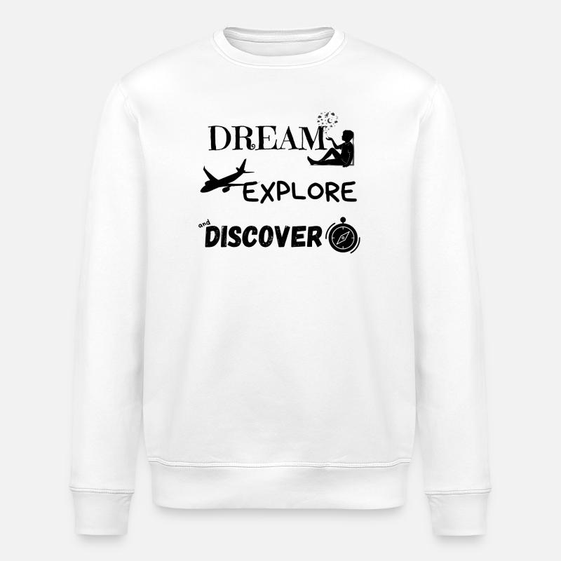 Dream, Explore and Discover 1 - Stanley/Stella ROLLER Unisex Organic Sweatshirt - white