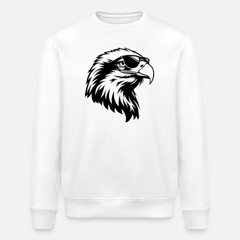 Cool eagle with sunglasses - Stanley/Stella ROLLER Unisex Organic Sweatshirt - white