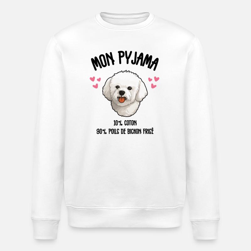 Pyjama Drôle Chien Bichon - Sweat bio ROLLER Stanley/Stella Unisexe - blanc