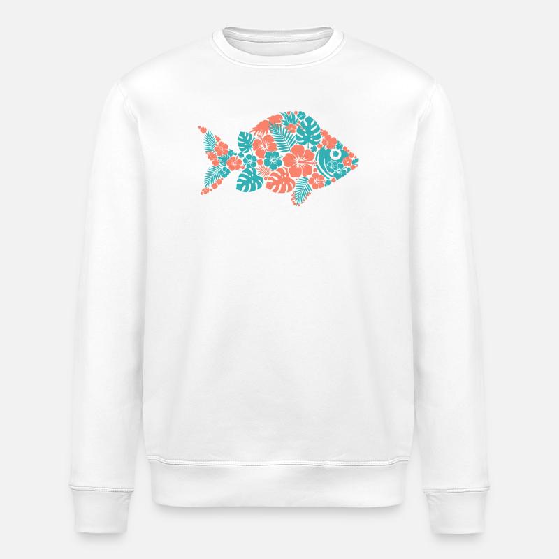 Tropischer Blumenfisch Silhouette - Stanley/Stella Unisex Bio-Sweatshirt ROLLER - Weiß
