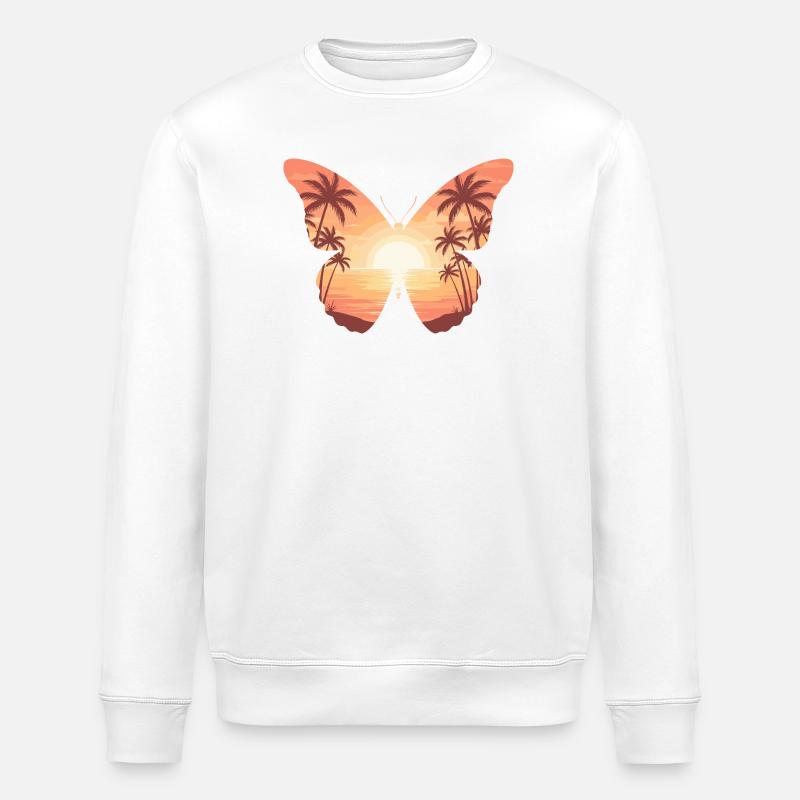 Sonnenuntergangsschmetterling am Strand - Stanley/Stella Unisex Bio-Sweatshirt ROLLER - Weiß