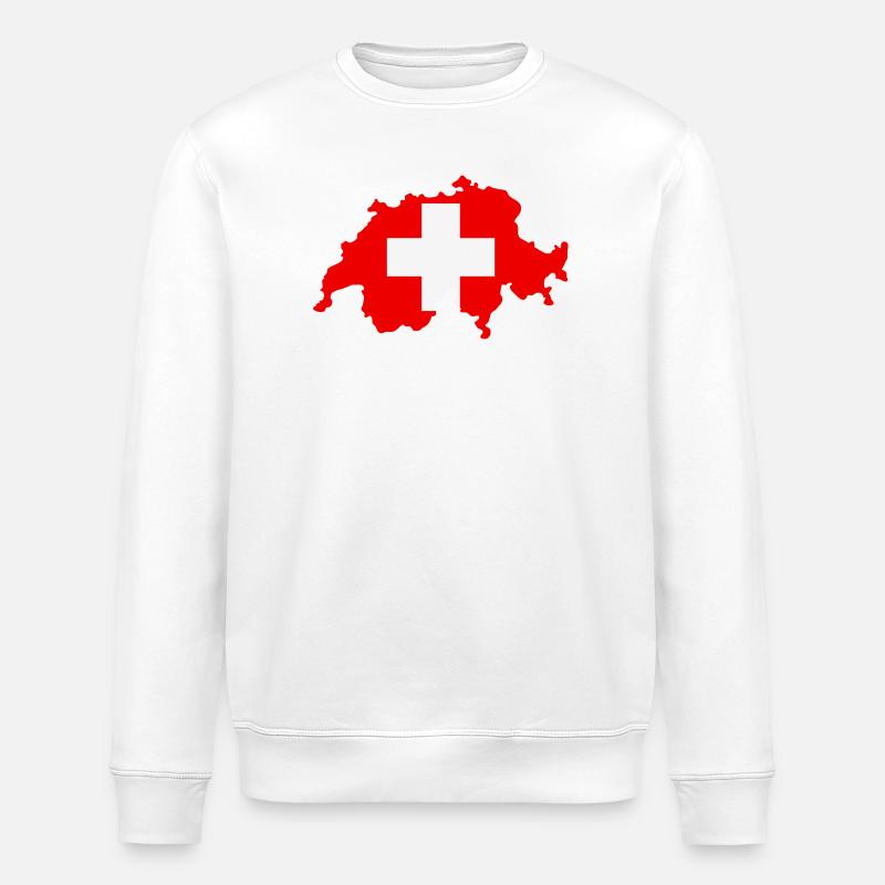 Schweizer Karte mit Flagge - Stanley/Stella Unisex Bio-Sweatshirt ROLLER - Weiß