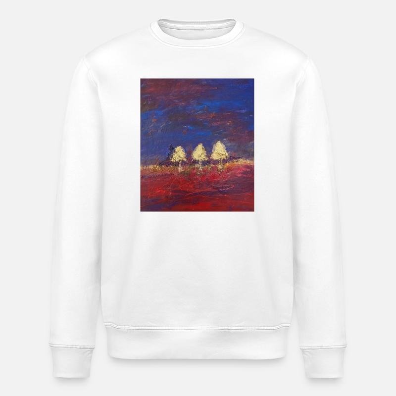 Three trees in sunset - Stanley/Stella ROLLER Unisex Organic Sweatshirt - white