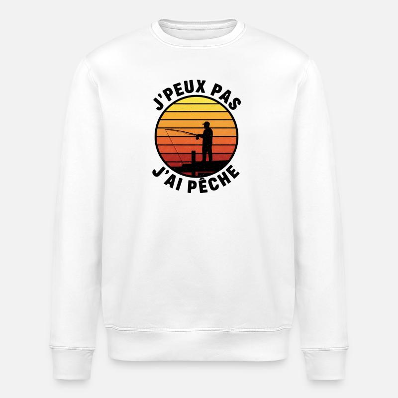 J'peux pas jai pêche – coucher soleil - Sweat bio ROLLER Stanley/Stella Unisexe - blanc