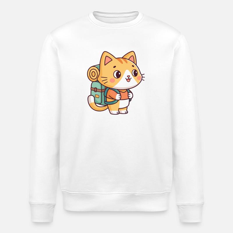 Kawaii Hiker-Kätzchen - Stanley/Stella Unisex Bio-Sweatshirt ROLLER - Weiß