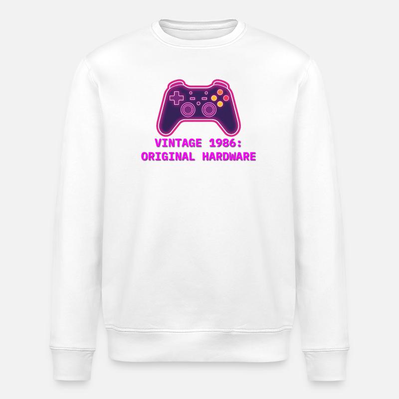 Neon Controller 1986 Retro - 40th Birthday - Stanley/Stella ROLLER Unisex Organic Sweatshirt - white