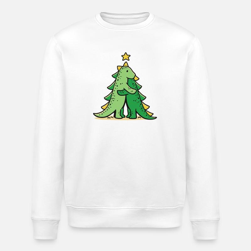 Cuddly dino under the Christmas tree - Stanley/Stella ROLLER Unisex Organic Sweatshirt - white